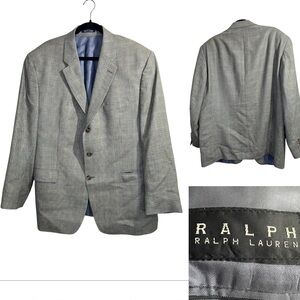 RALLH Ralph Lauren blazer suit jacket sport coat 48R tan houndstooth‎ silk blend